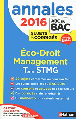 Annales 2016 : Term STMG Eco-Droit Management