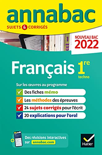 Annabac 2022 Français 1ère techno. Sujets & Corrigés